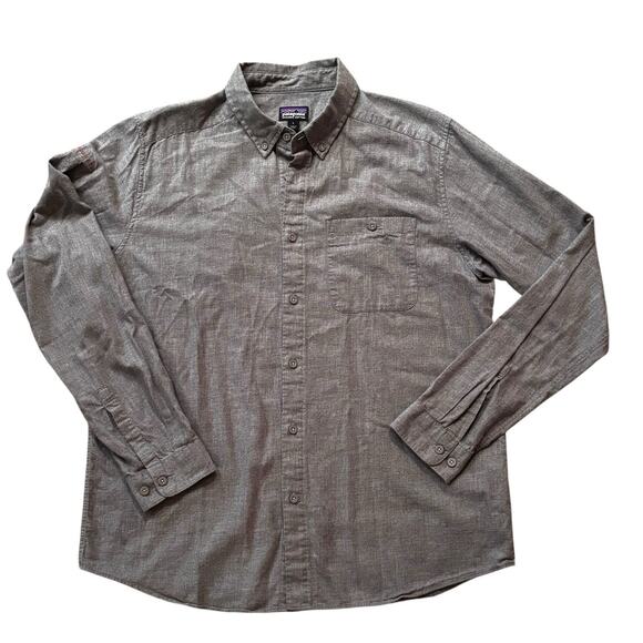Patagonia Shirt Men's Medium Vjosa River Organic Cotton Button Down Light Gray - Picture 1 of 7